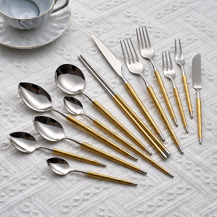 6094 mirror silver and gold cutlery