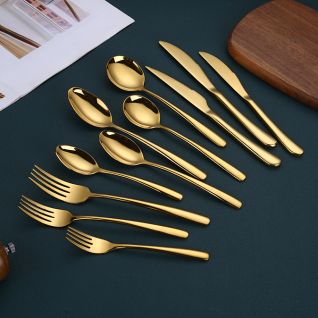 6012 mirror gold cutlery